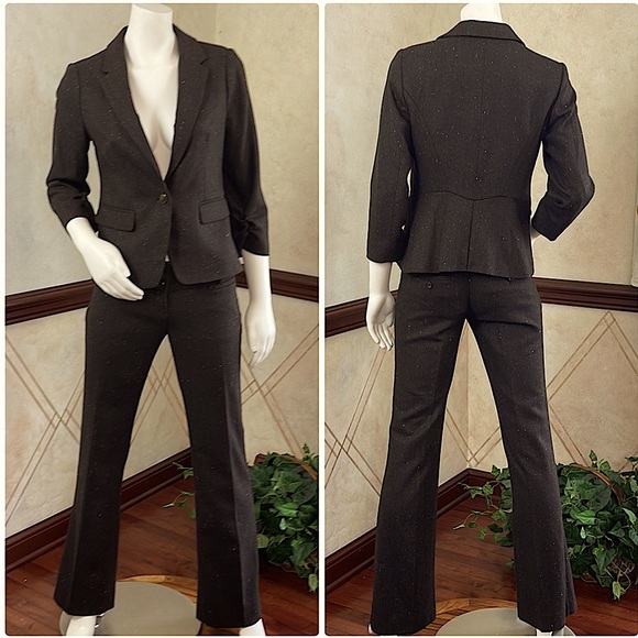 THE LIMITED BROWN SPECKLED HERRINGBONE SUIT